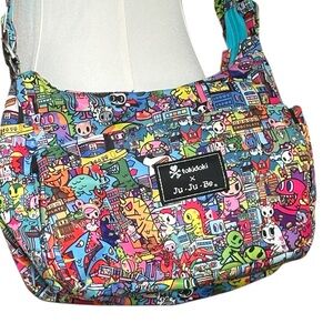 Tokidoki x Ju-Ju-Be Crossbody Shoulder Bag Comic Print Teal Strap